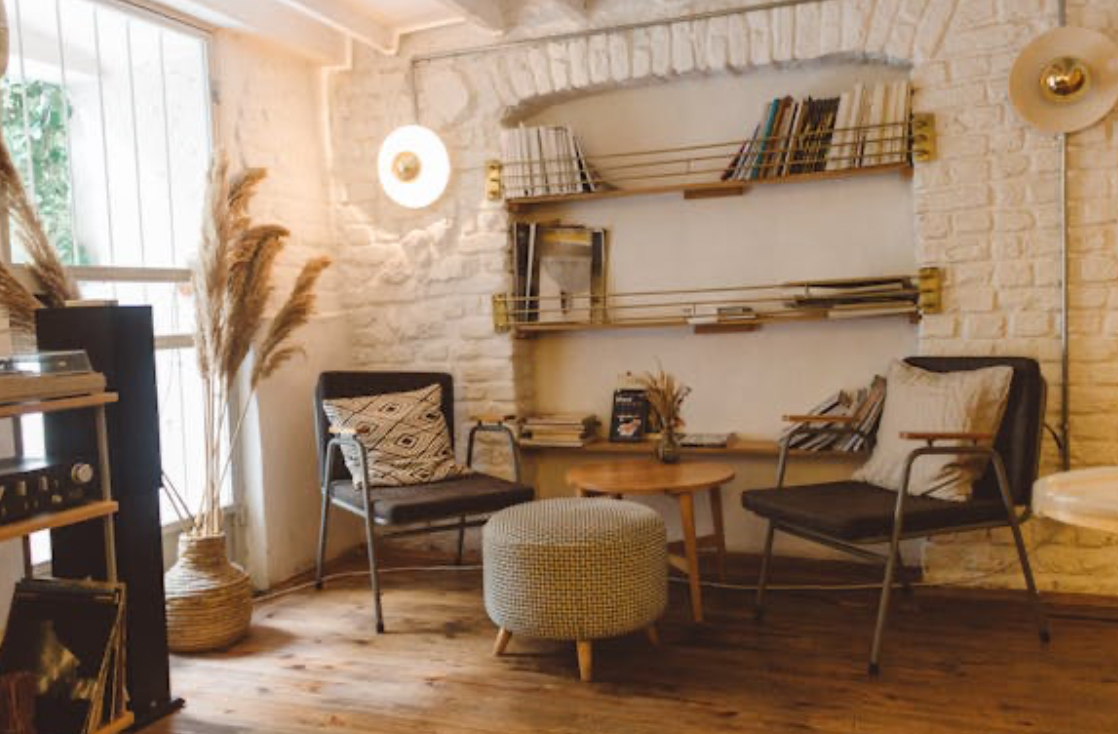 Living Room with a Stylish Ottoman