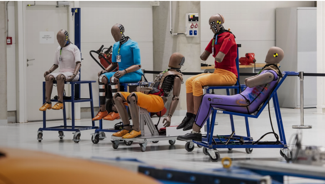 Frontal Impact Crash Dummies and Park Gym Equipment